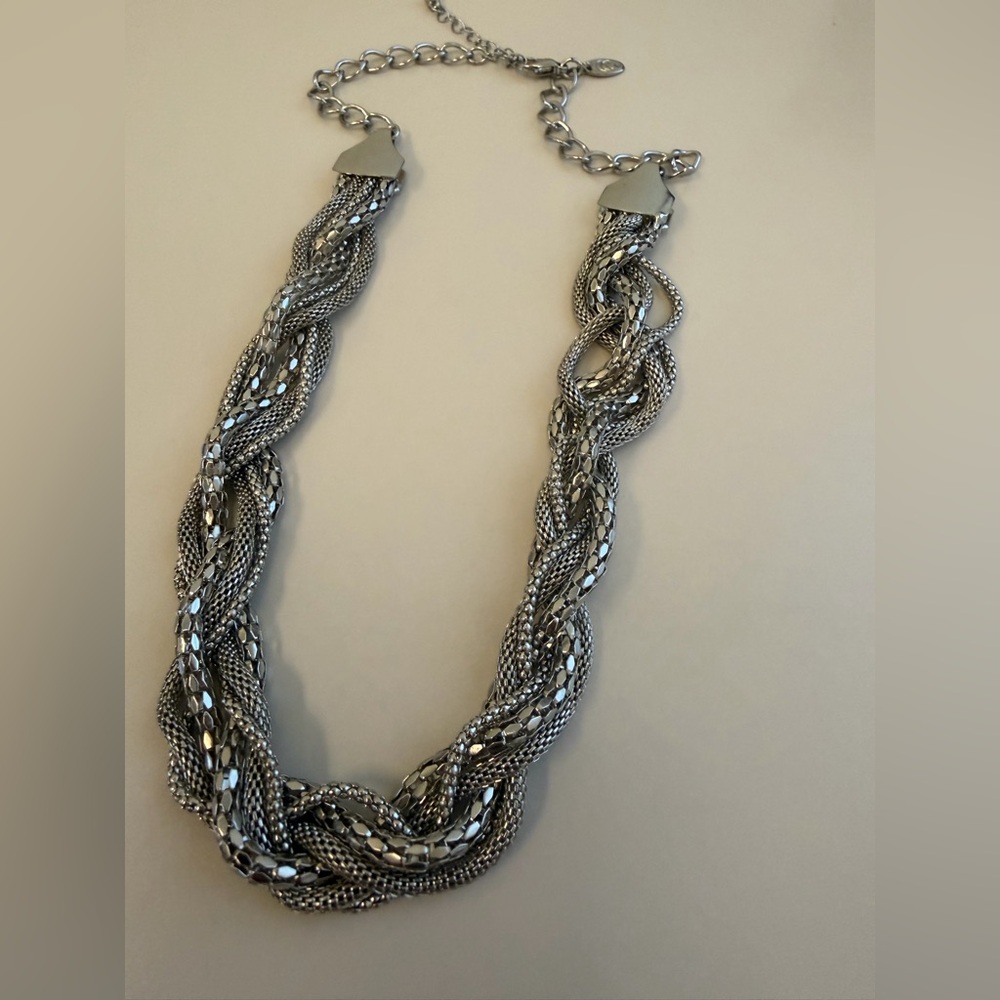 Elegant Silver Braided Necklace